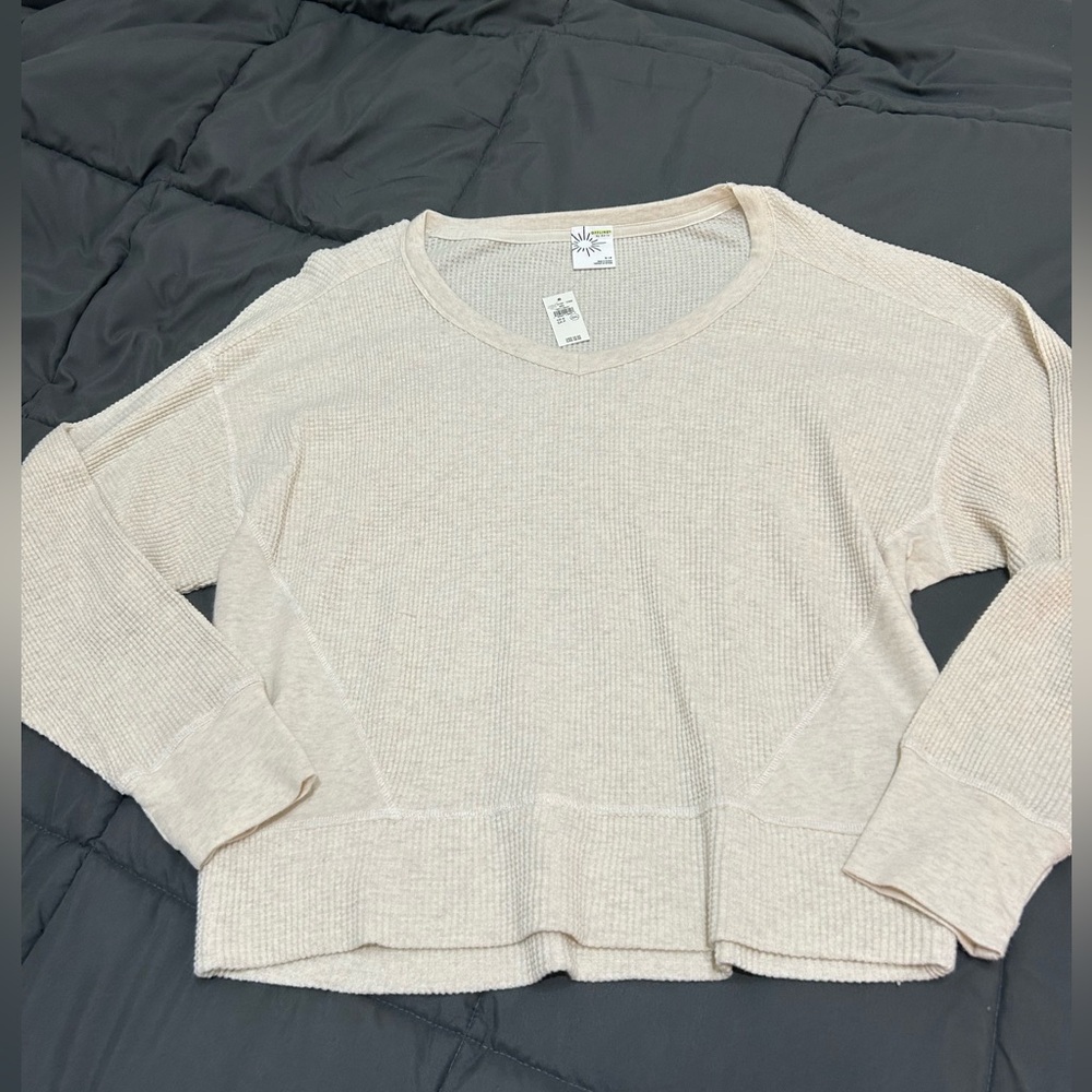 Offline by Aerie Waffle Oversized T-Shirt in Cream, Size S